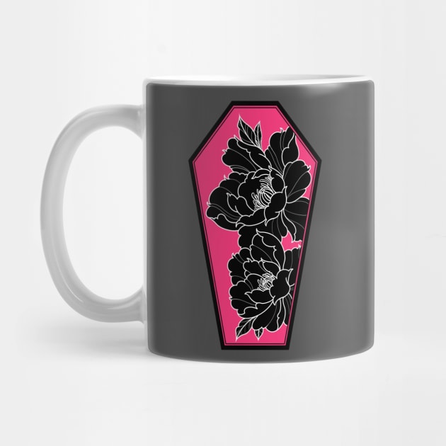 Coffin Peonies Black and Pink by Mertalou